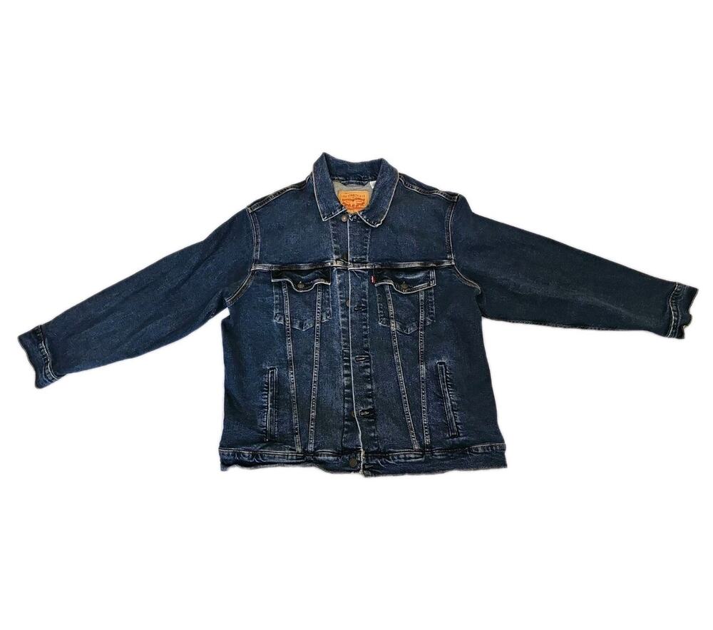 Levis Mens Trucker Jacket Denim Cotton Button Front Pockets Trucker Size 2XL